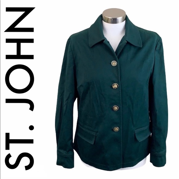 St. John Jackets & Blazers - ST. JOHN GREEN STRETCH DENIM JACKET SIZE MEDIUM